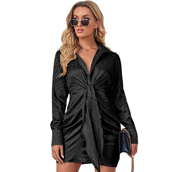 Wrap style dress silk new leopard black - Picture 5 of 7